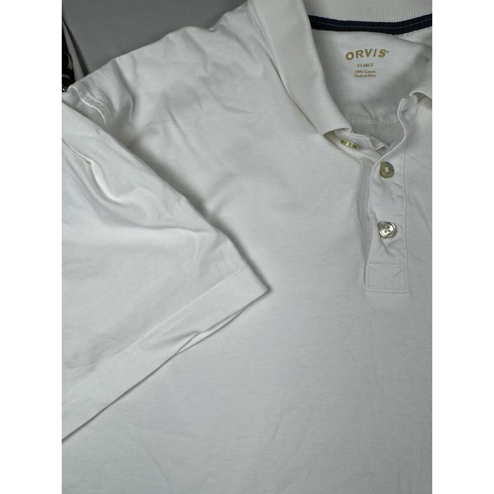 Orvis Polo Shirt XL White 100% Cotton Short Sleeve Classic Casual Made Peru - Picture 4 of 15